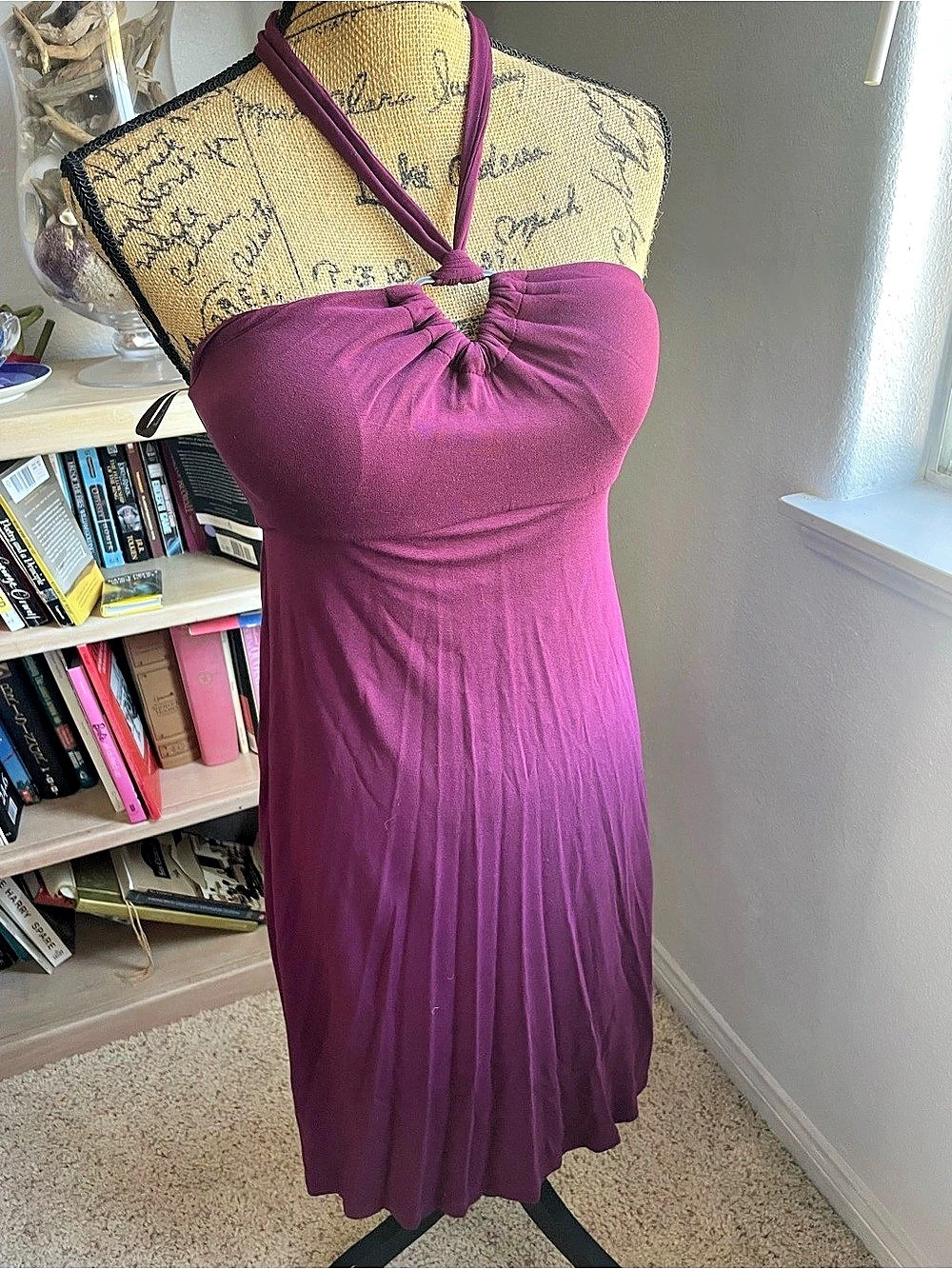 NWT Tommy Bahama Tambour Triangle Halter Dress in Purple Size XS PT